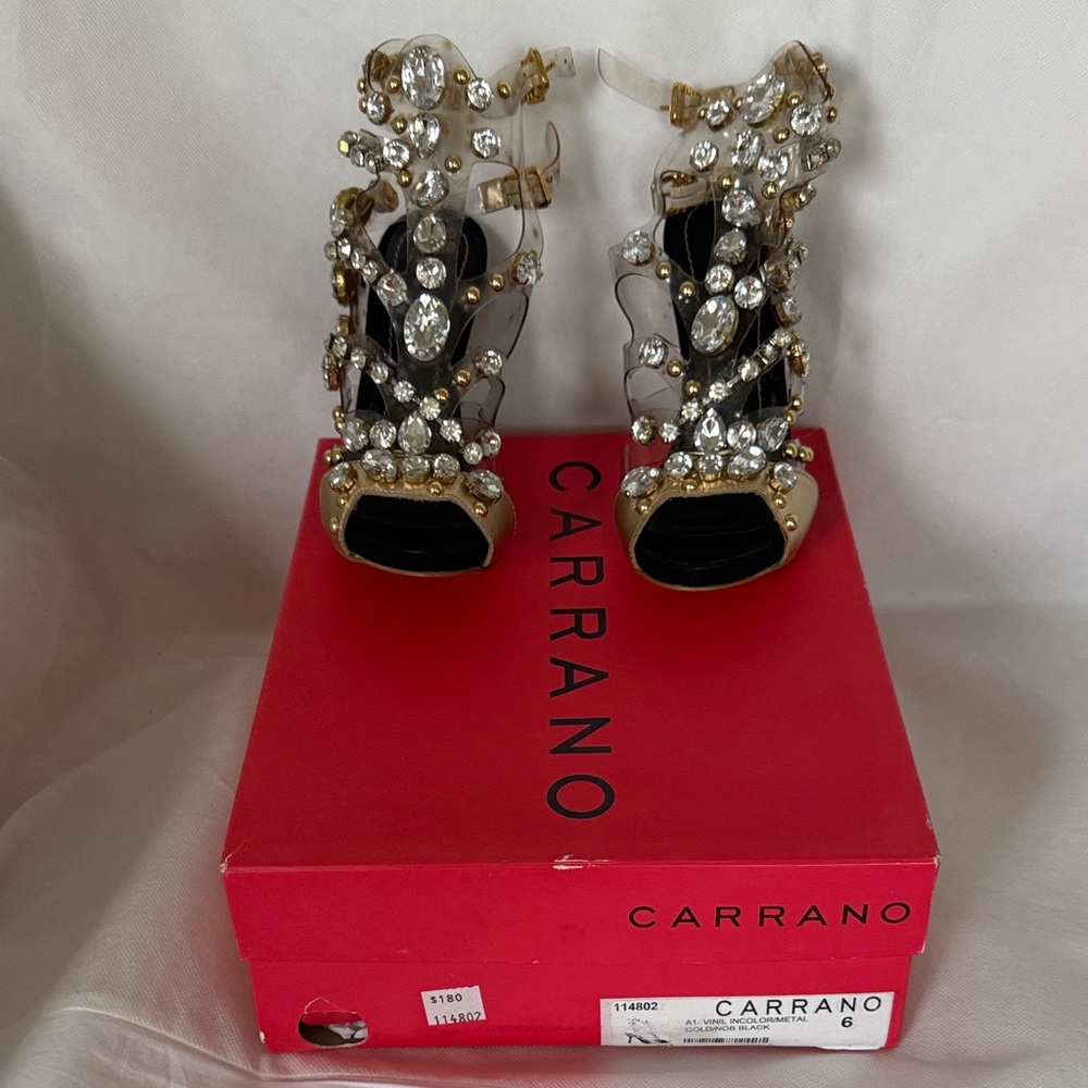 Carrano Gold and Black Crystal Heels